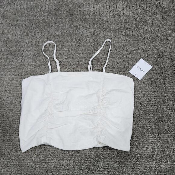 Forever 21 Tops - Forever 21 White Ruched Crop Top Cami with Adjustable Straps NWT Size Medium
